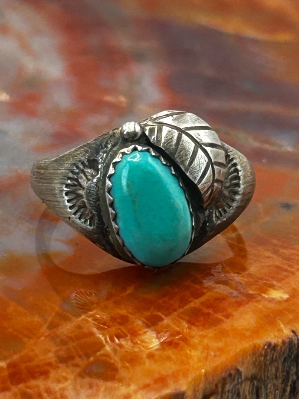 Southwest Sterling Silver Turquoise Ring - Size 8